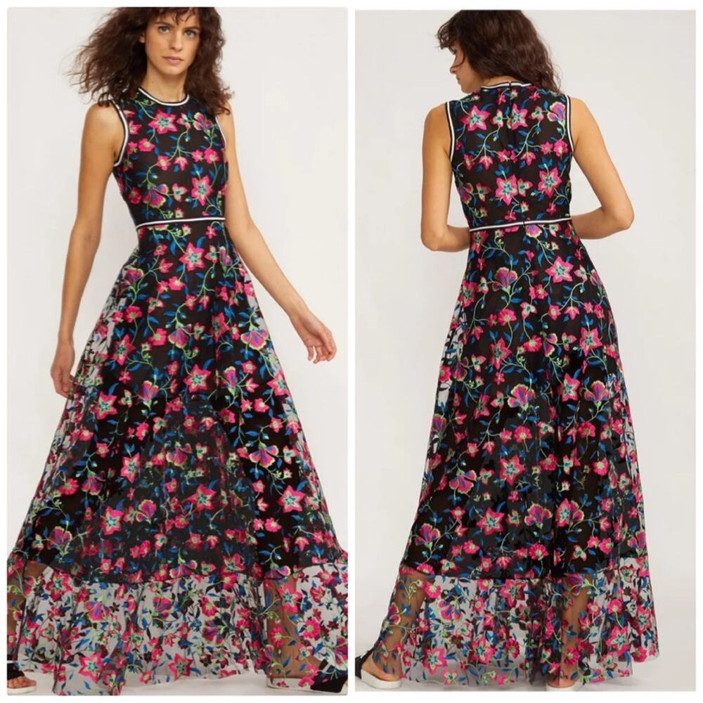 Cynthia Rowley Women's Lorelei Embroidered Floral Crewneck Dress Size 2‎